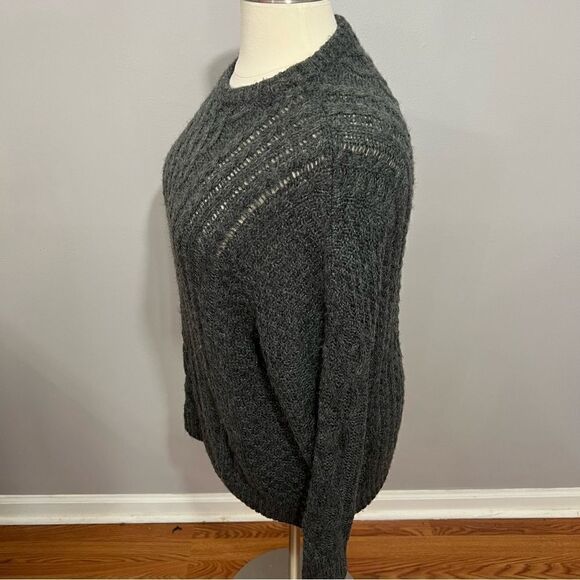 NWT Nordstrom Cali Be Charcoal Gray Cable Knit Crew Neck Sweater - XL/1X - Picture 9 of 12